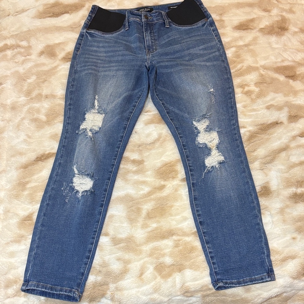 Judy Blue Distressed Boyfriend Fit Jeans, Blue, size 5 / 27, EUC!